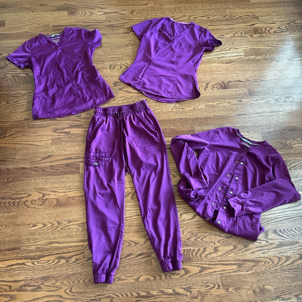 Healing Hands Maroon Scrub Set